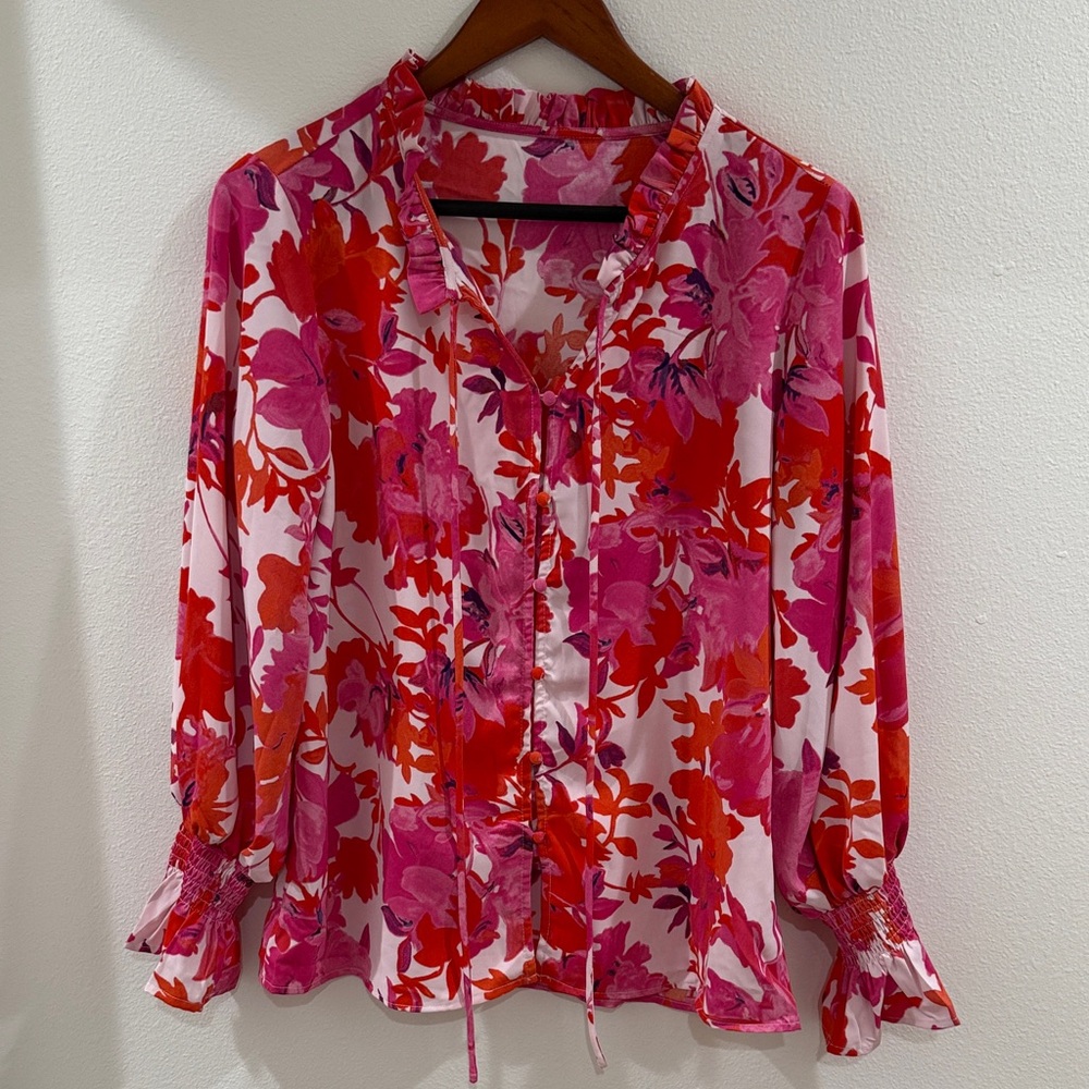 Floral Pink and Red Women's Top